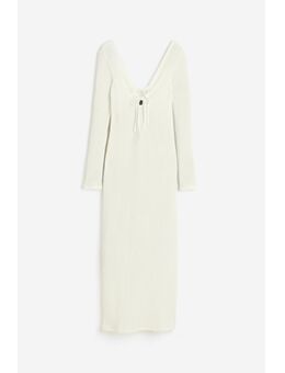 H & M - Structuurgebreide jurk met strikdetails - Wit