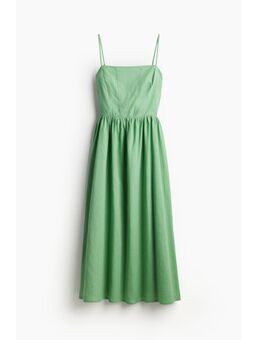 H & M - Midi-jurk van linnenmix - Groen