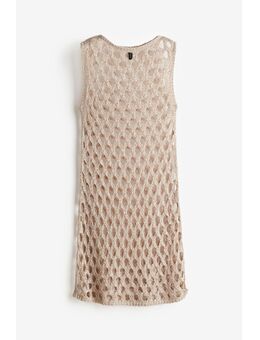 H & M - Gebreide jurk met gehaakte look - Beige