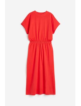 H & M - Tricot jurk met gesmokte taille - Rood