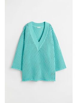 H & M - Ajourgebreide jurk - Turquoise