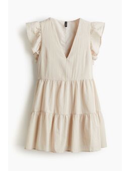 H & M - Jurk met volantmouwen - Beige