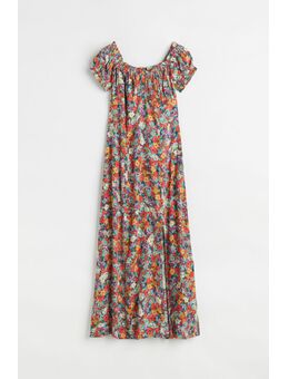 H & M - Gebloemde jurk met pofmouwen - Rood