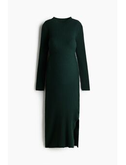 H & M - MAMA Ribgebreide jurk met turtleneck - Groen