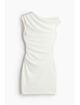 H & M - Ingerimpelde one-shoulderjurk - Wit