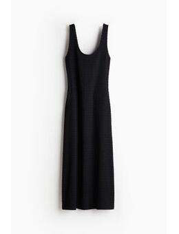 H & M - Maxi-jurk van structuurtricot - Zwart