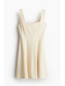 H & M - Tricot jurk met vierkante hals - Beige