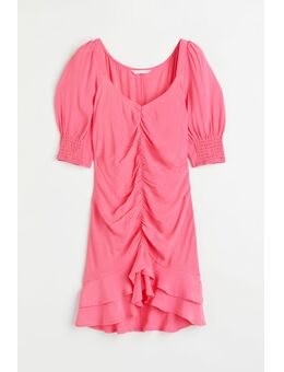 H & M - Jurk met pofmouwen - Roze