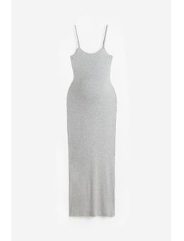 H & M - MAMA Lange geribde jurk - Grijs