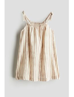 H & M - Jurk van linnenmix met dessin - Beige