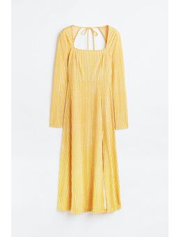 H & M - Tricot jurk met vierkante hals - Geel