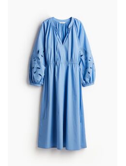 H & M - Katoenen jurk met borduursel - Blauw
