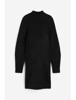 H & M - MAMA Ribgebreide jurk met turtleneck - Zwart