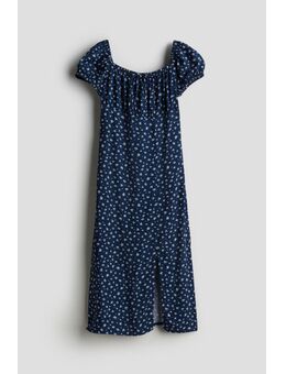 H & M - Midi-jurk met pofmouwen - Blauw