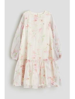 H & M - Jurk van organza met dessin - Wit