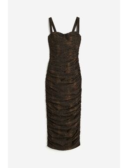 H & M - Ruched Bust Cup Midi Dress - Bruin