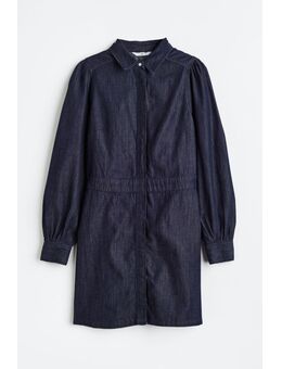 H & M - Denim overhemdjurk met pofmouwen - Blauw