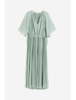 H & M - Geplooide jurk met strikbandjes - Groen