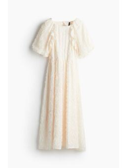 H & M - Midi-jurk met pofmouwen - Wit