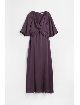 H & M - Satijnen jurk met V-hals - Paars