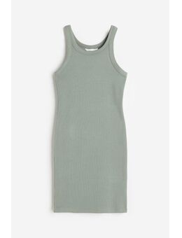 H & M - Geribde jurk - Groen