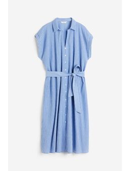 H & M - Overhemdjurk met ceintuur - Blauw