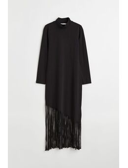 H & M - Een jurk met franje langs de randen. - Zwart
