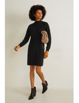 Gebreide jurk, Zwart, Maat: L