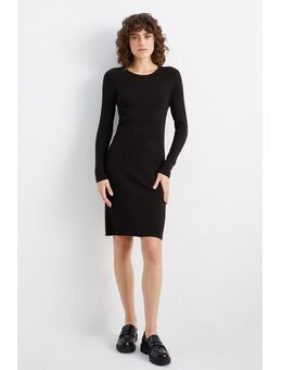 Gebreide basic jurk, nauwsluitend, Zwart, Maat: XL