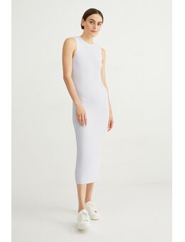 Nauwsluitende gebreide jurk-geribd, Wit, Maat: XS