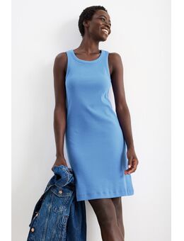 Nauwsluitende basic jurk, Blauw, Maat: S