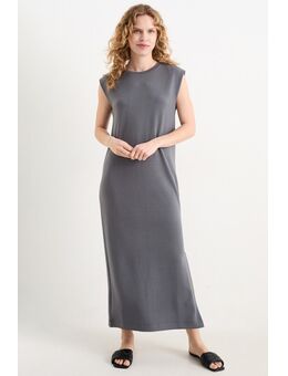 Basic jurk met split, Grijs, Maat: XL