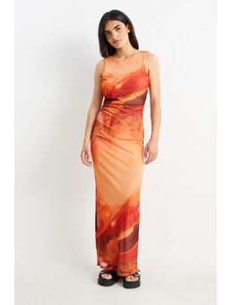 C&A -nauwsluitende jurk-rugvrij, Oranje, Maat: XS