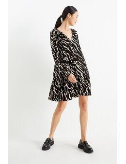 A-lijn-jurk van viscose-met patroon, Zwart, Maat: 50