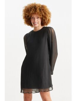 Geplisseerde A-lijn-jurk, Zwart, Maat: 36