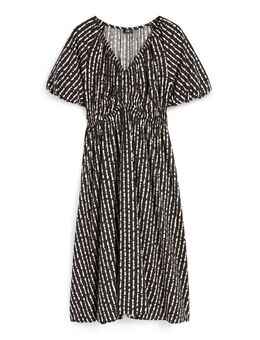 A-lijn-jurk met V-hals-met patroon, Zwart, Maat: 36