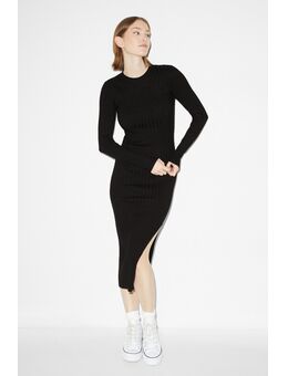 C&A -nauwsluitende gebreide jurk, Zwart, Maat: XL