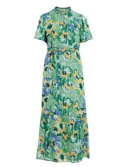 Dames maxi-jurk met dessin - Curve - Relaxed Fit - Groen - Viscose - Plus Size Maat: 46