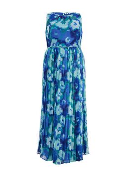 Dames maxi-jurk met dessin - Curve - Relaxed Fit - Groenblauw - Plus Size Maat: 44