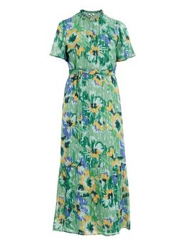 Dames maxi-jurk met dessin - Curve - Relaxed Fit - Groen - Viscose - Plus Size Maat: 44