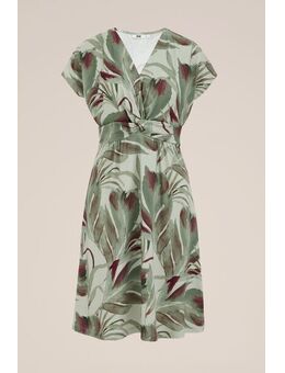 Dames jurk met dessin - Regular fit - Groen - Viscose - Maat: S