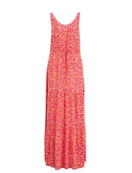 Dames maxi-jurk met dessin - Regular fit - Felroze - Viscose - Maat: XS