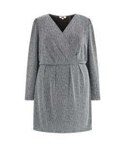 Dames jurk met glittergaren - Curve - Regular fit - Zilver - Plus Size Maat: 48