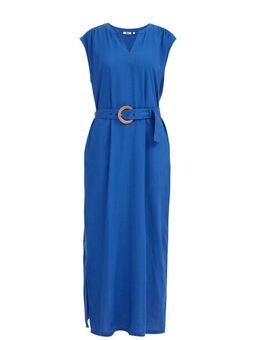 Dames jurk met ceintuur - Regular fit - Kobaltblauw - Viscose - Maat: XS