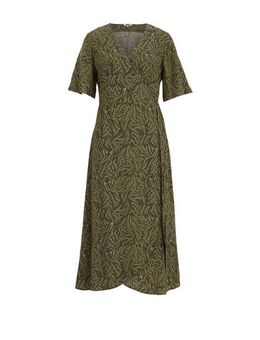 Dames jurk met dessin - Regular fit - Groen - Viscose - Maat: XS