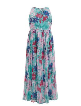 Dames maxi-jurk met dessin - Curve - Regular fit - Lichtblauw - Plus Size Maat: 46