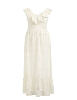Dames maxi-jurk met dessin - Curve - Regular fit - Wit - Plus Size Maat: 44