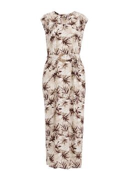 Dames jurk met ceintuur - Regular fit - Beige - Viscose - Maat: S