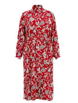 Dames jurk met dessin - Curve - Relaxed Fit - Saffraan rood - Viscose - Plus Size Maat: 44