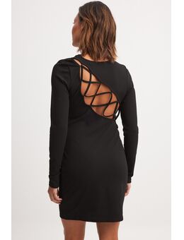 Mini-jurk met vetersluiting aan de achterkant - Black